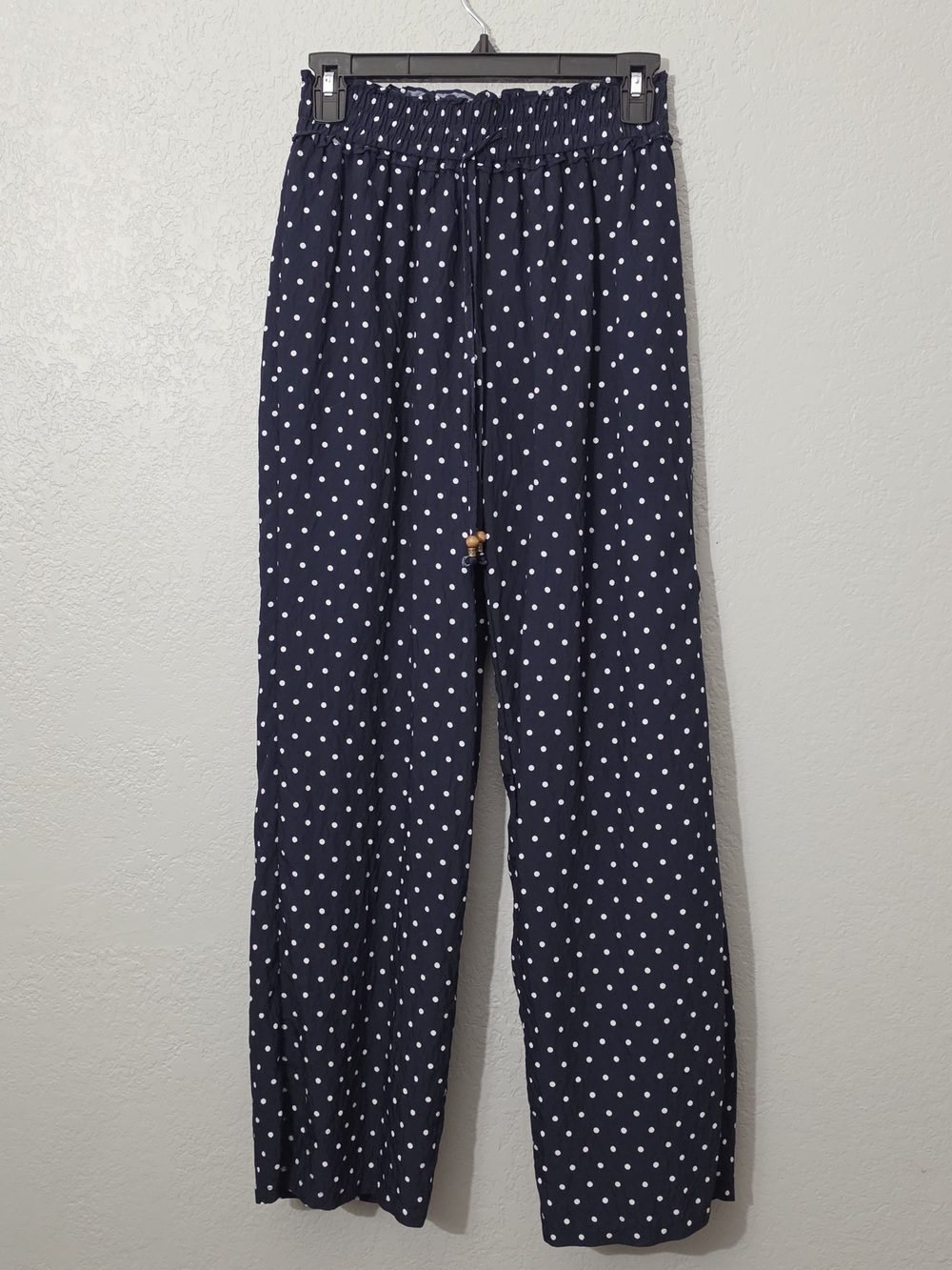 THML Navy & White Polka Dot Wide Leg High Rise Pants Womens XS